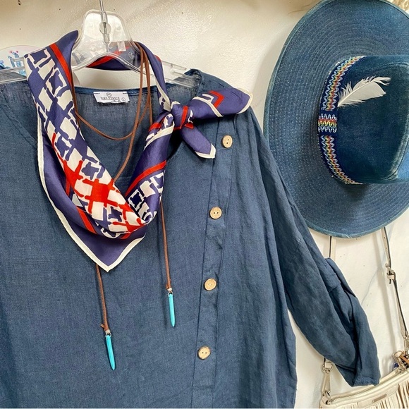 Made in Japan Scarf/wrap w Mediterranean boho coastal vibe - Picture 2 of 12